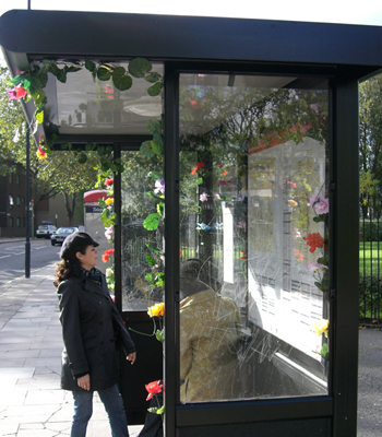decorated bus stop installation